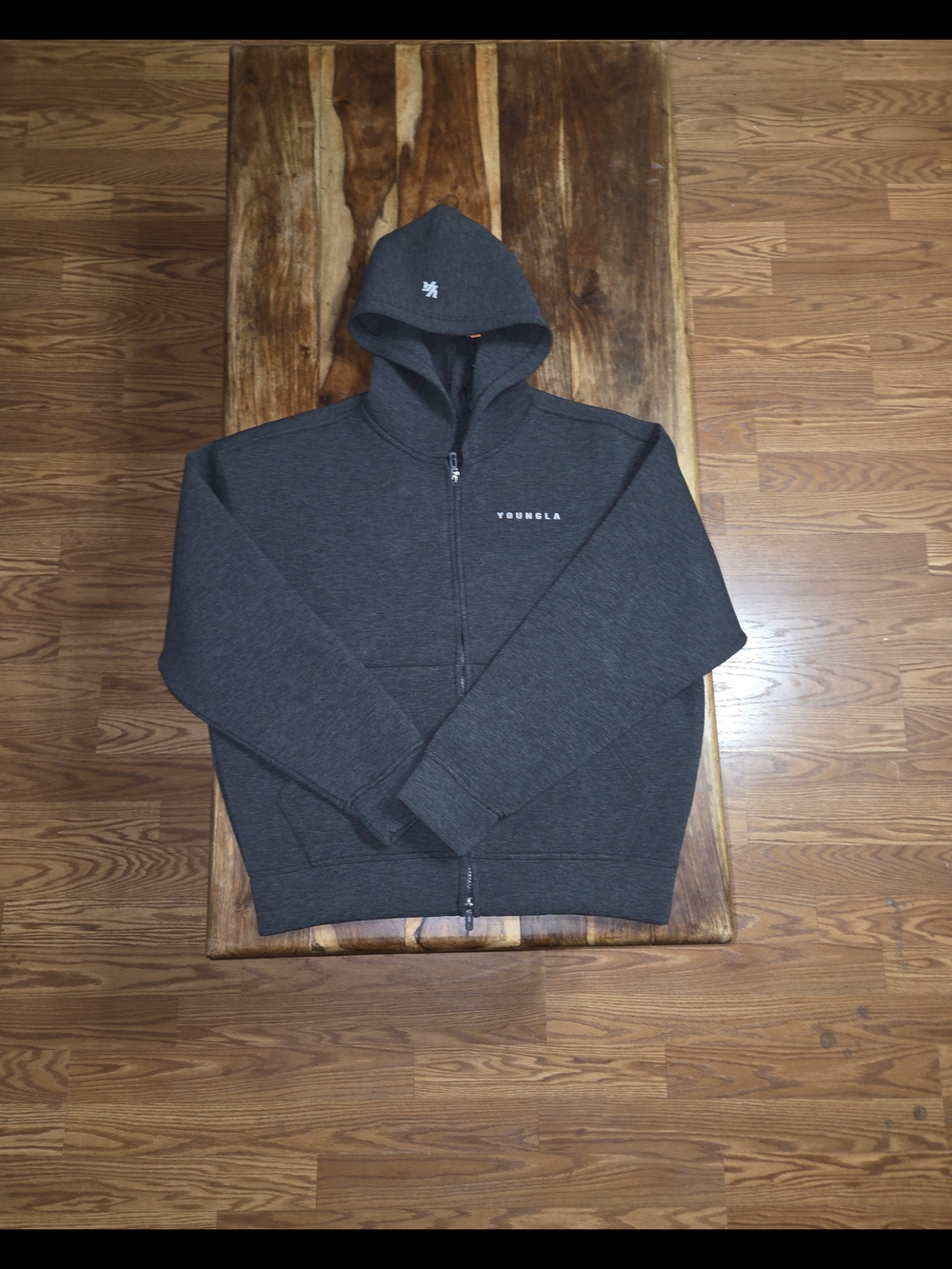 YoungLA Men's SCUBA Charcoal Gray Full-Zip Hoodie